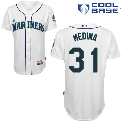 Yoervis Medina #31 MLB Jersey-Seattle Mariners Men's Authentic Home White Cool Base Baseball Jersey
